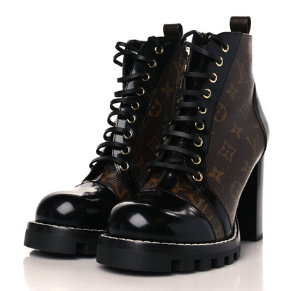 Louis Vuitton Patent Calfskin Monogram Star Trail Ankle Boots 40 Black 3 of 9