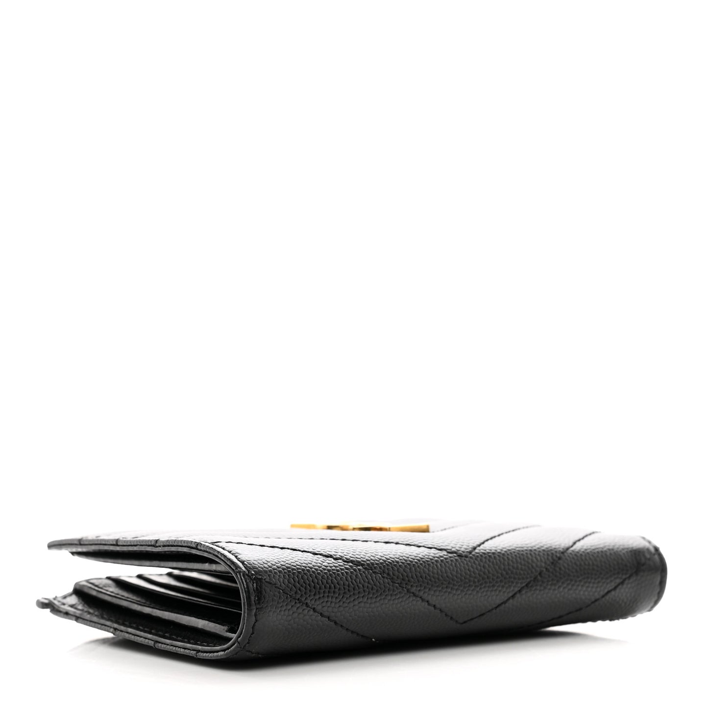 Grain De Poudre Matelasse Chevron Monogram Zipped Two-Part Wallet Black