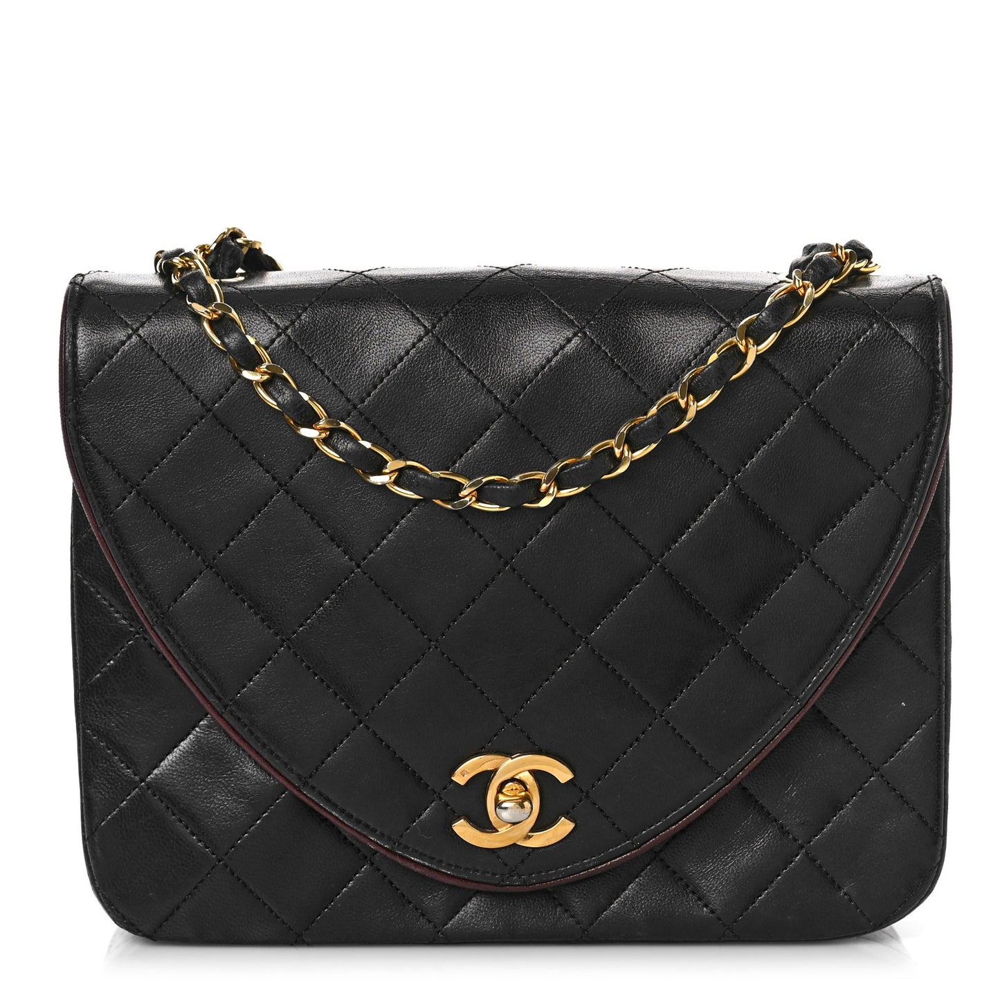 Lambskin Quilted Small Single Flap Black