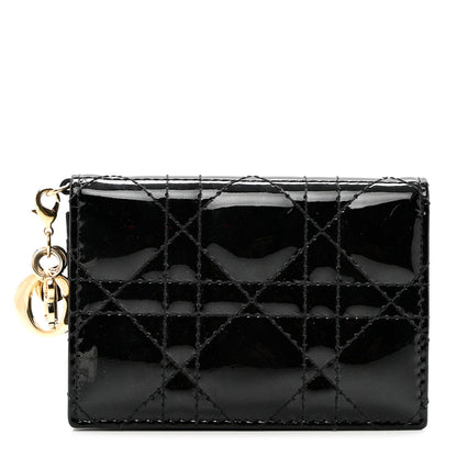 Christian Dior Patent Cannage Small Lady Dior Flap Card Holder Black 1 of 8