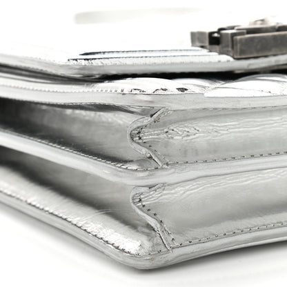 Chanel Metallic Goatskin Quilted North South Boy Flap Silver 8 of 9