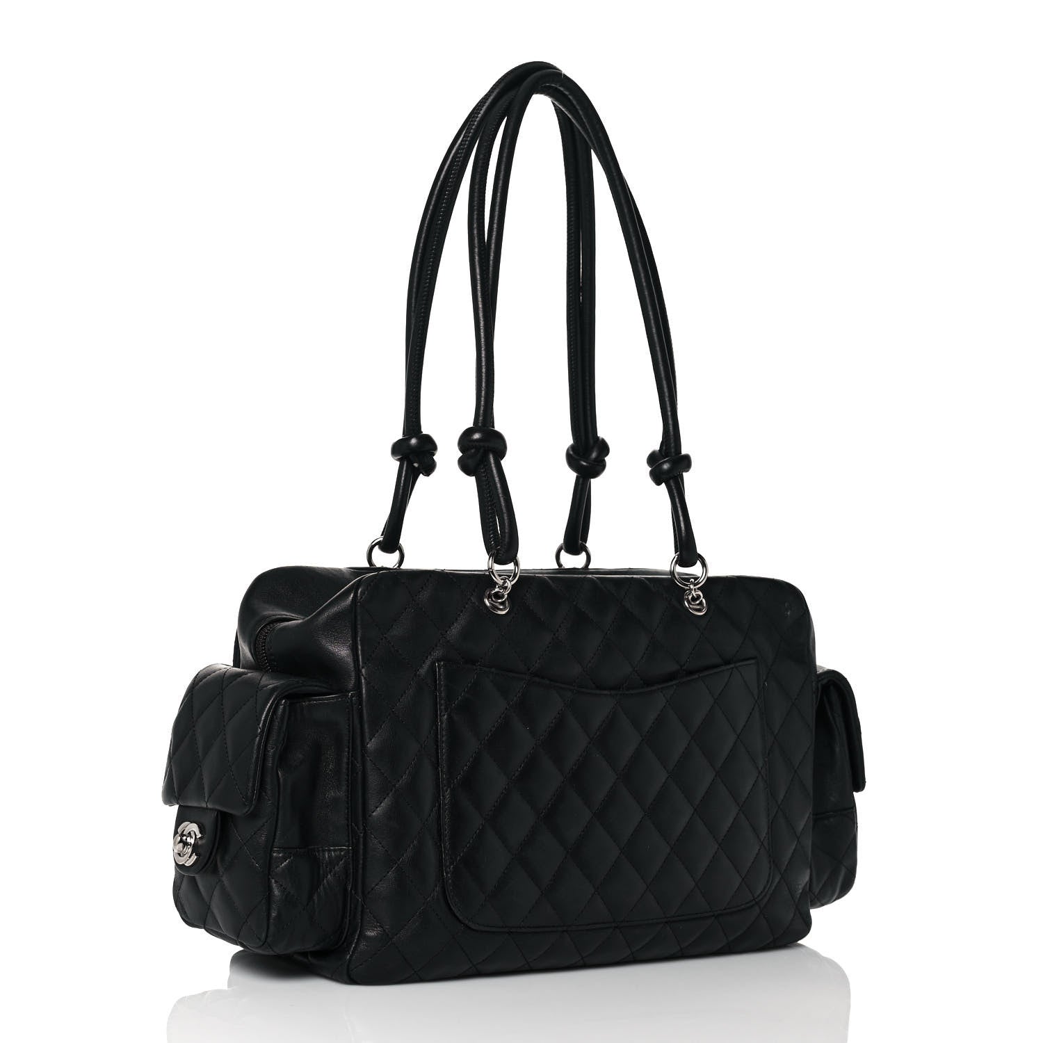 Chanel Calfskin Quilted Large Cambon Multipocket Reporter Black White 3 of 12