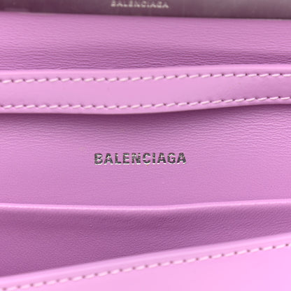 Balenciaga Shiny Box Calfskin Tonal B Hourglass Stretch Sling Shoulder Bag Lilac 6 of 11