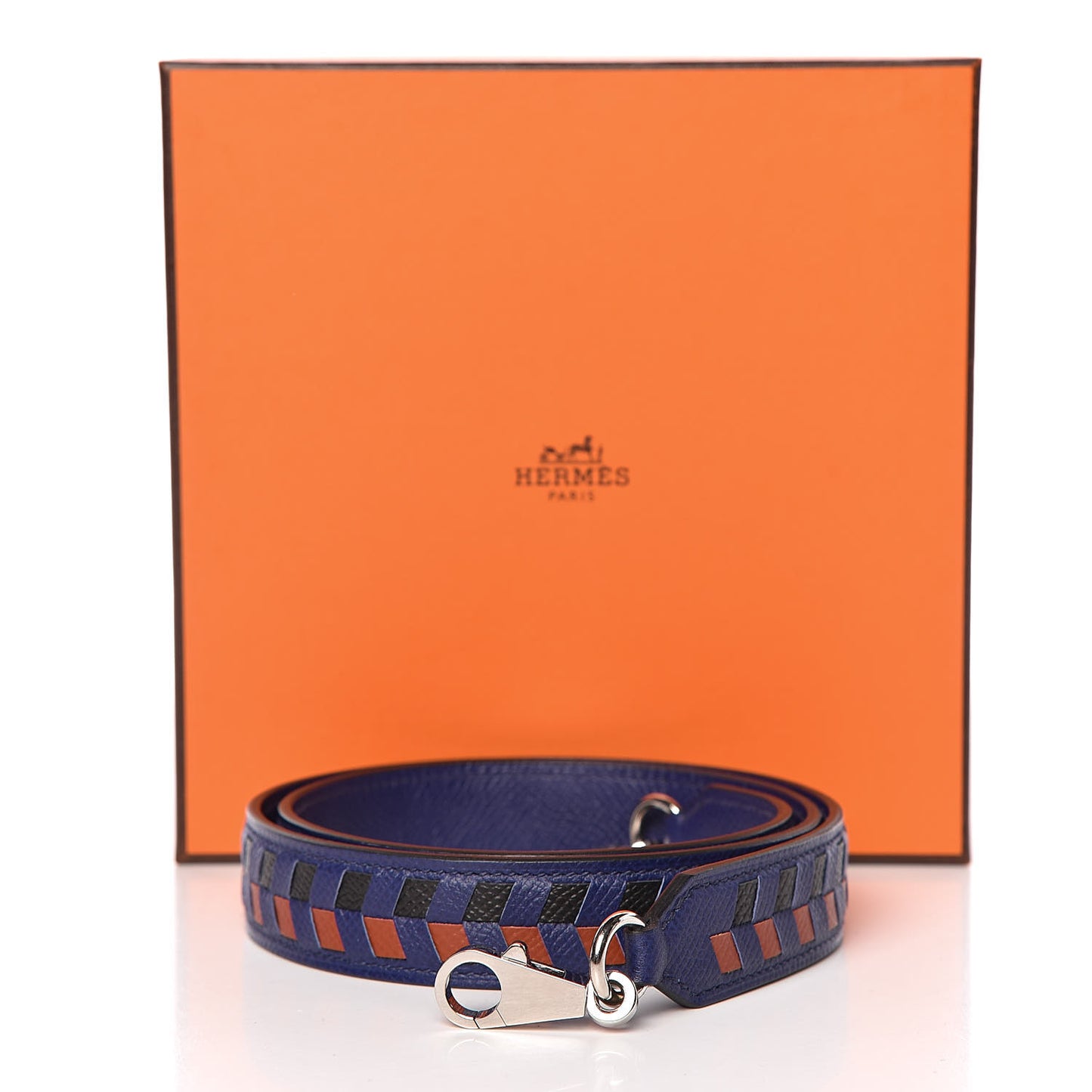 Epsom 25mm Tressage Shoulder Strap Bleu Encre Brique Black