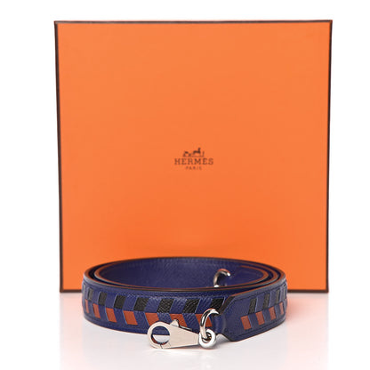 Hermes Epsom 25mm Tressage Shoulder Strap Bleu Encre Brique Black 5 of 5