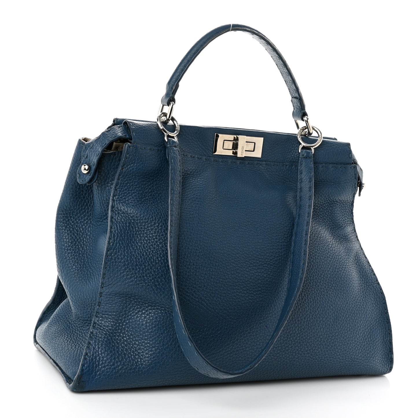 Cuoio Romano Selleria Bi-Color Medium Peekaboo Iconic Satchel Blue Latte