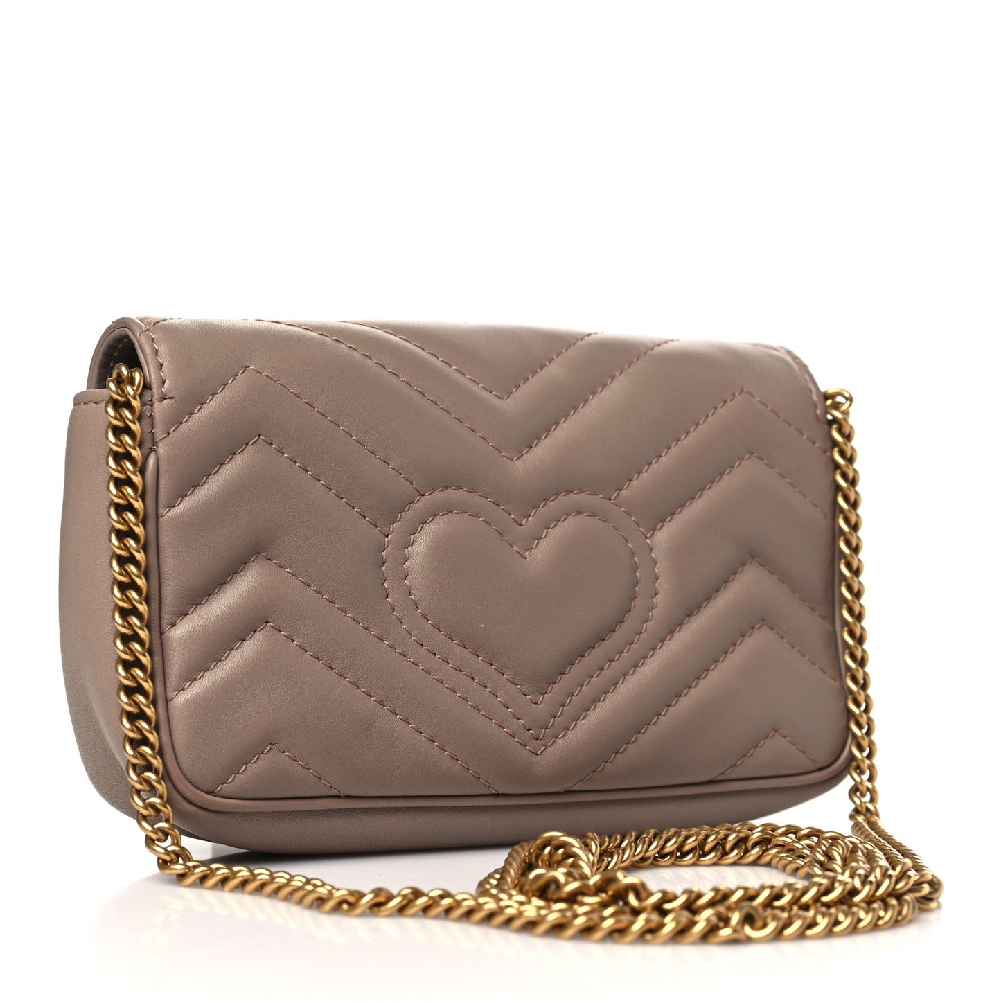 Calfskin Matelasse Super Mini GG Marmont Shoulder Bag Porcelain Rose