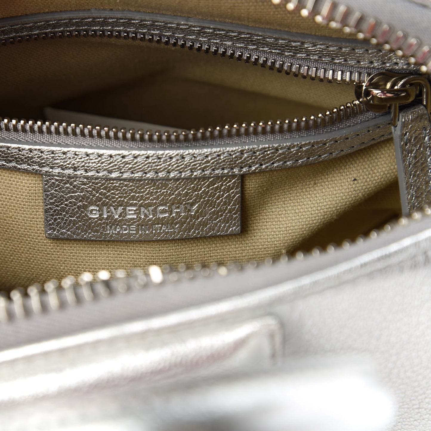 Metallic Sugar Goatskin Mini Antigona Silver