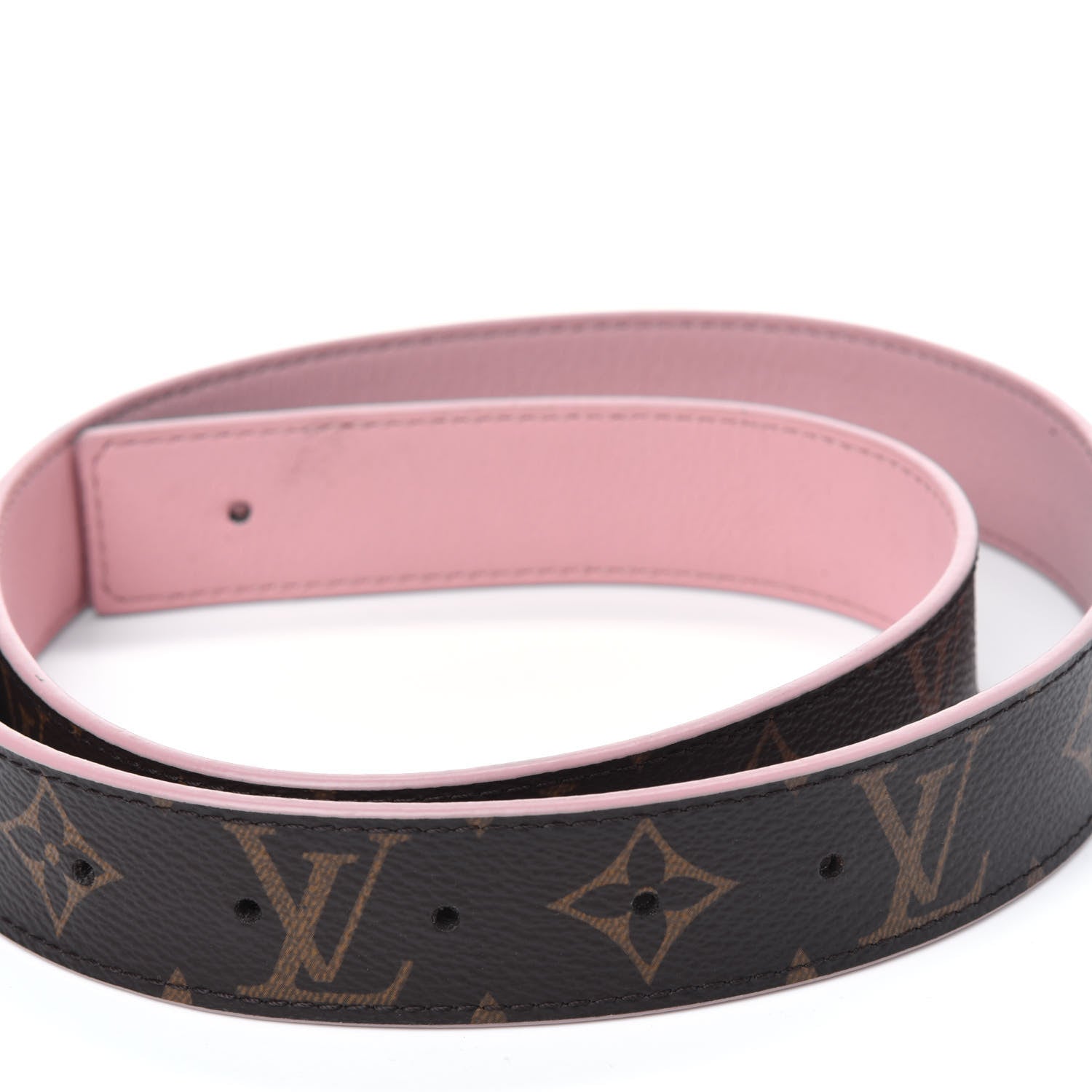 Louis Vuitton Calfskin Monogram LV Initiales Reversible Belt Strap 80 32 Rose Ballerine 6 of 6