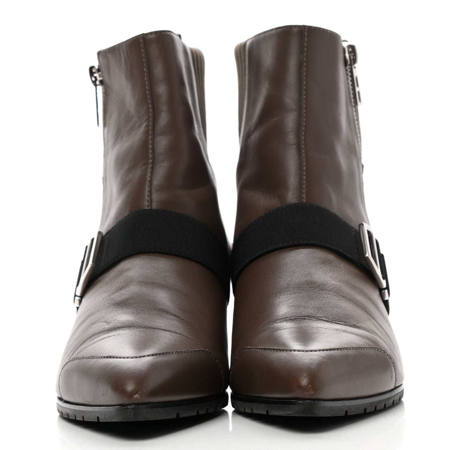 Nappa Calfskin Technical Canvas Shocky Ankle Boots 38.5 Gris Galet