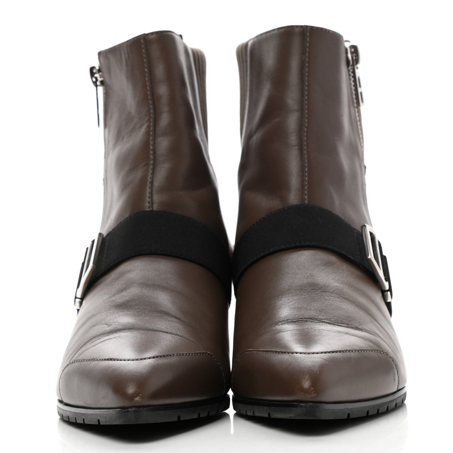 Hermes Nappa Calfskin Technical Canvas Shocky Ankle Boots 38.5 Gris Galet 2 of 11