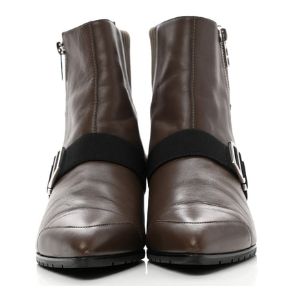 Hermes Nappa Calfskin Technical Canvas Shocky Ankle Boots 38.5 Gris Galet 2 of 11