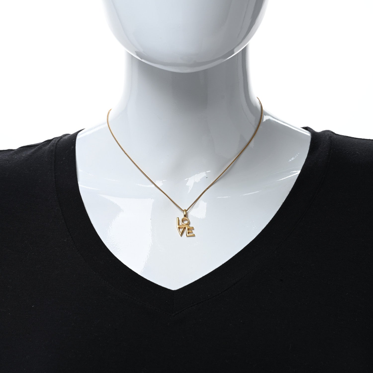 Saint Laurent Metal LOVE Pendant Necklace Gold 3 of 4