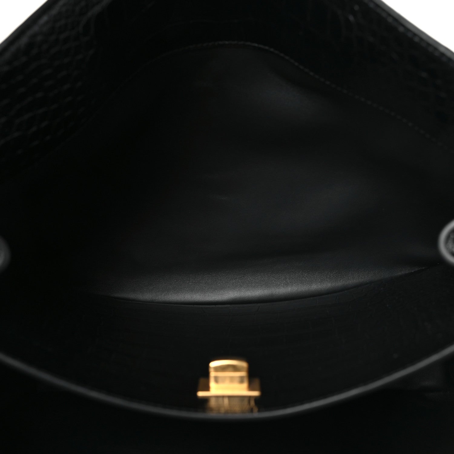 Balenciaga Shiny Calfskin Crocodile Embossed Medium Rodeo Top Handle Handbag Black 4 of 9