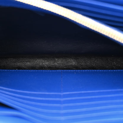 Saint Laurent Grain De Poudre Matelasse Chevron Monogram Chain Wallet Blue Majorelle 6 of 13