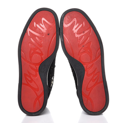 Christian Louboutin Suede Velvet Jeweled Flat Sneakers 38.5 Black 7 of 12