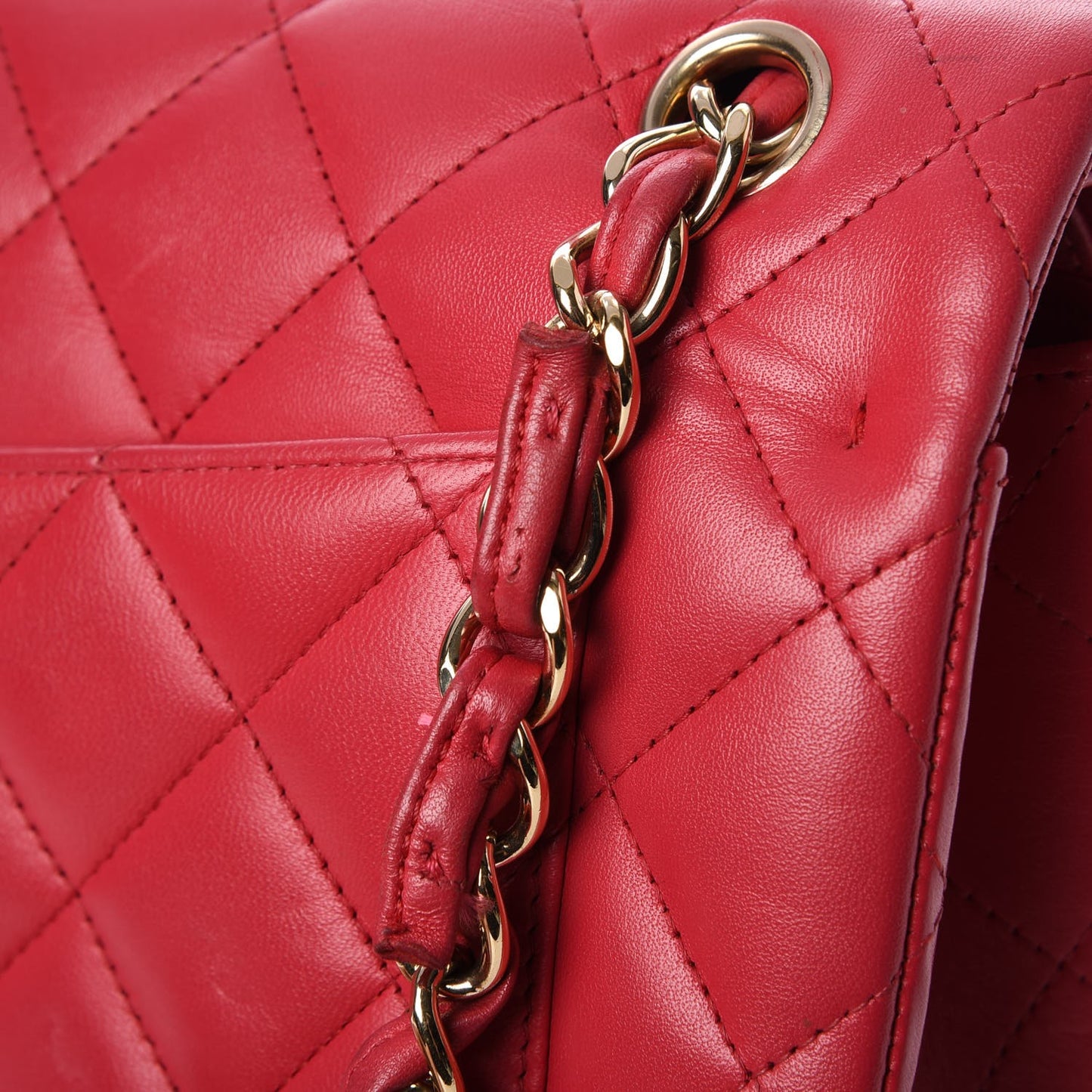 Lambskin Quilted Jumbo Double Flap Dark Pink