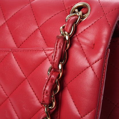 Chanel Lambskin Quilted Jumbo Double Flap Dark Pink 11 of 13