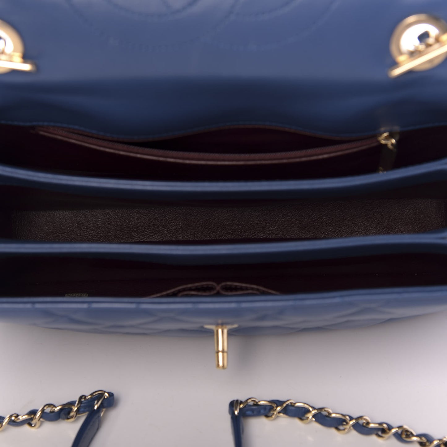 Lambskin Quilted Medium Trendy CC Flap Dual Handle Bag Blue