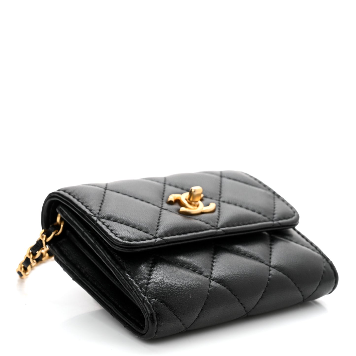 Lambskin Quilted Pearl Crush Clutch With Chain Black