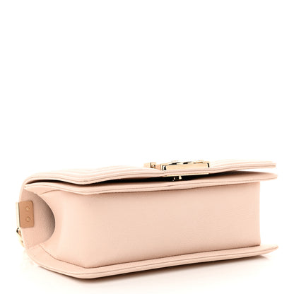 Chanel Caviar Chevron Quilted Small Boy Flap Beige 4 of 11