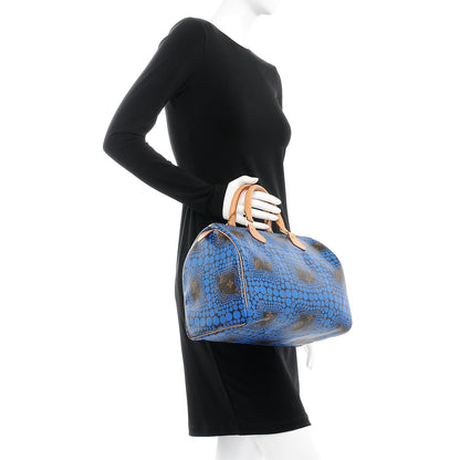 Louis Vuitton Monogram Kusama Town Speedy 30 Blue 2 of 9
