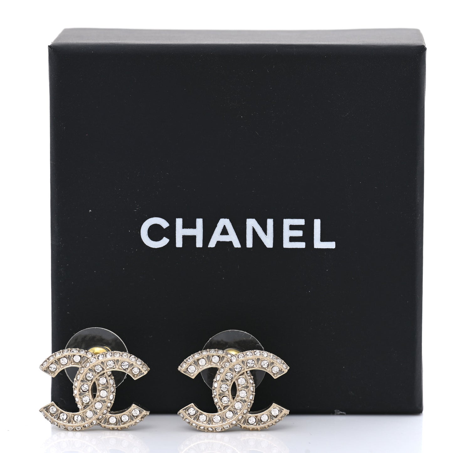 Crystal Timeless CC Earrings Light Gold