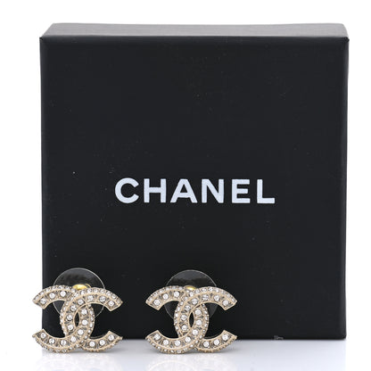 Chanel Crystal Timeless CC Earrings Light Gold 5 of 5