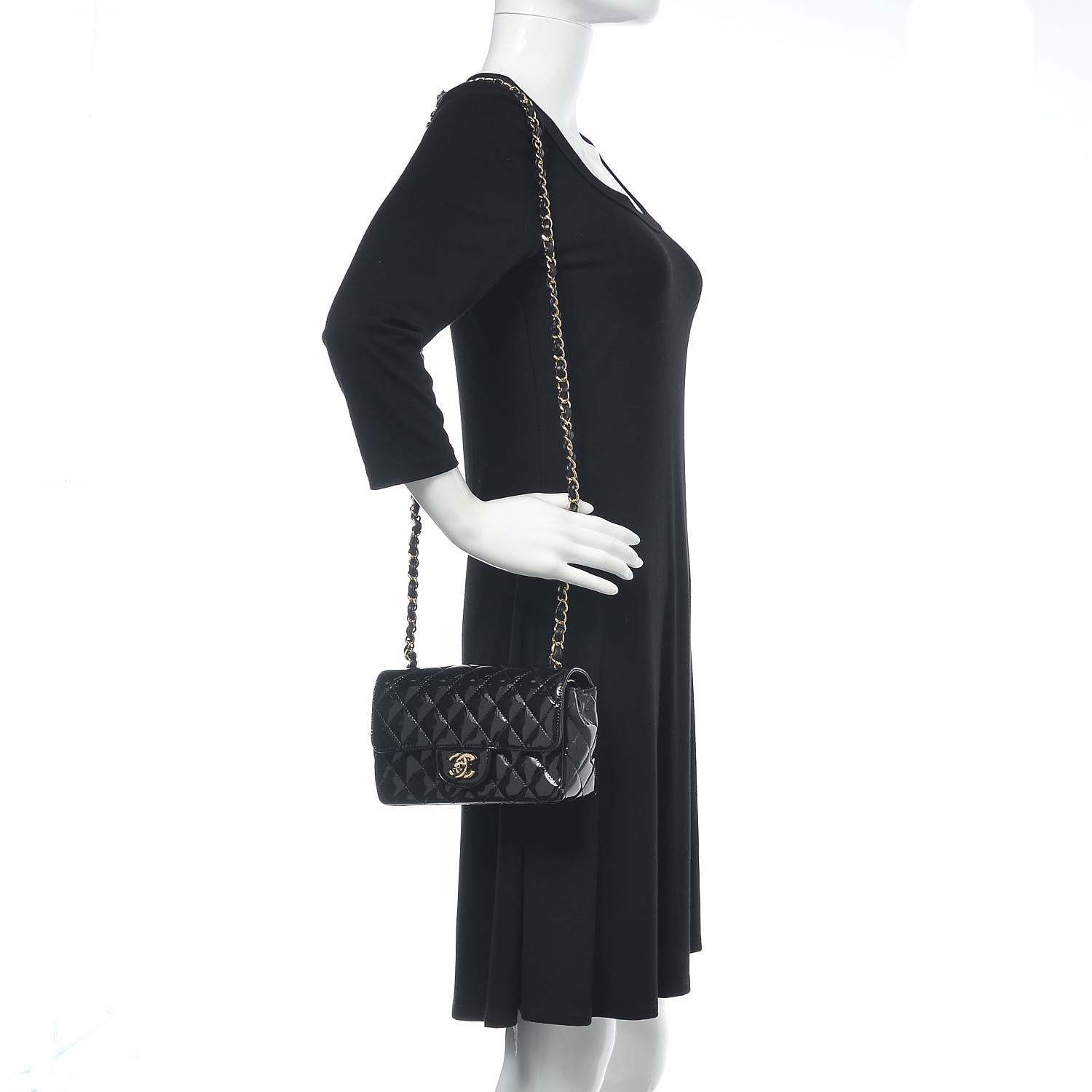 Chanel Patent Calfskin Quilted Mini Rectangular Flap Black 2 of 10