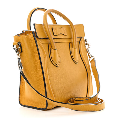 Celine Drummed Calfskin Nano Luggage Ocre 3 of 12