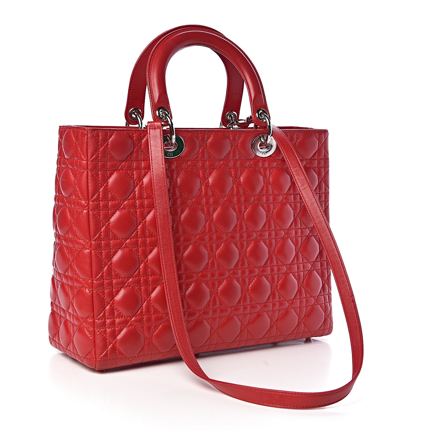 Christian Dior Lambskin Cannage Large Lady Dior Red 3 of 11