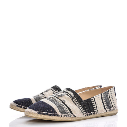 Chanel Toile Striped Espadrilles 45 Beige 3 of 11