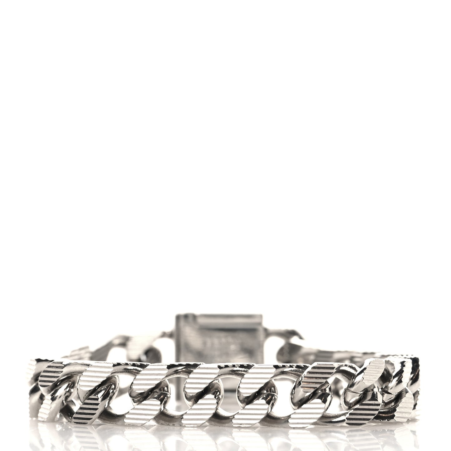 Metal FF Curb Link Bracelet Silver