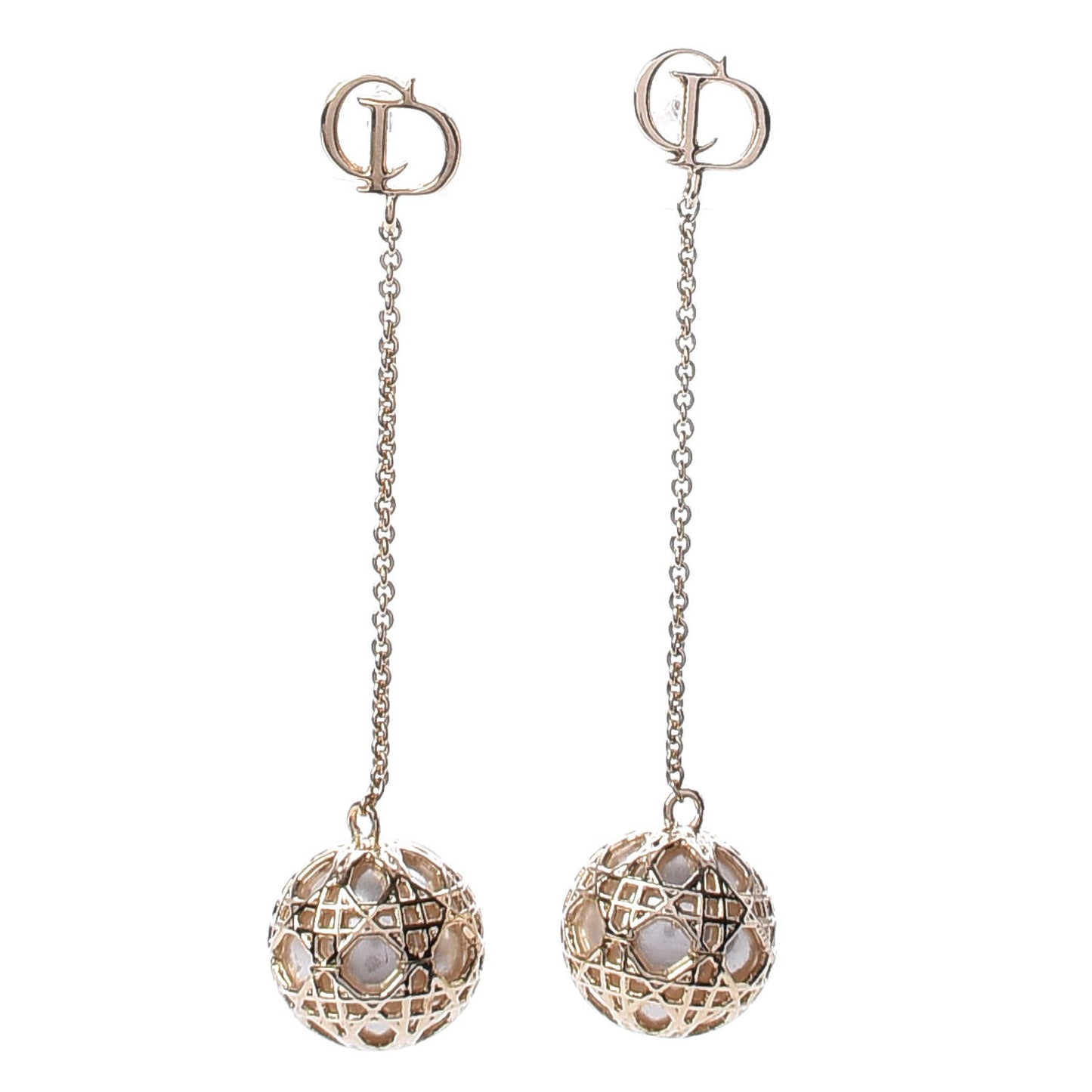 Pearl Secret Cannage Mise En Dior Tribales Dangle Earrings Gold