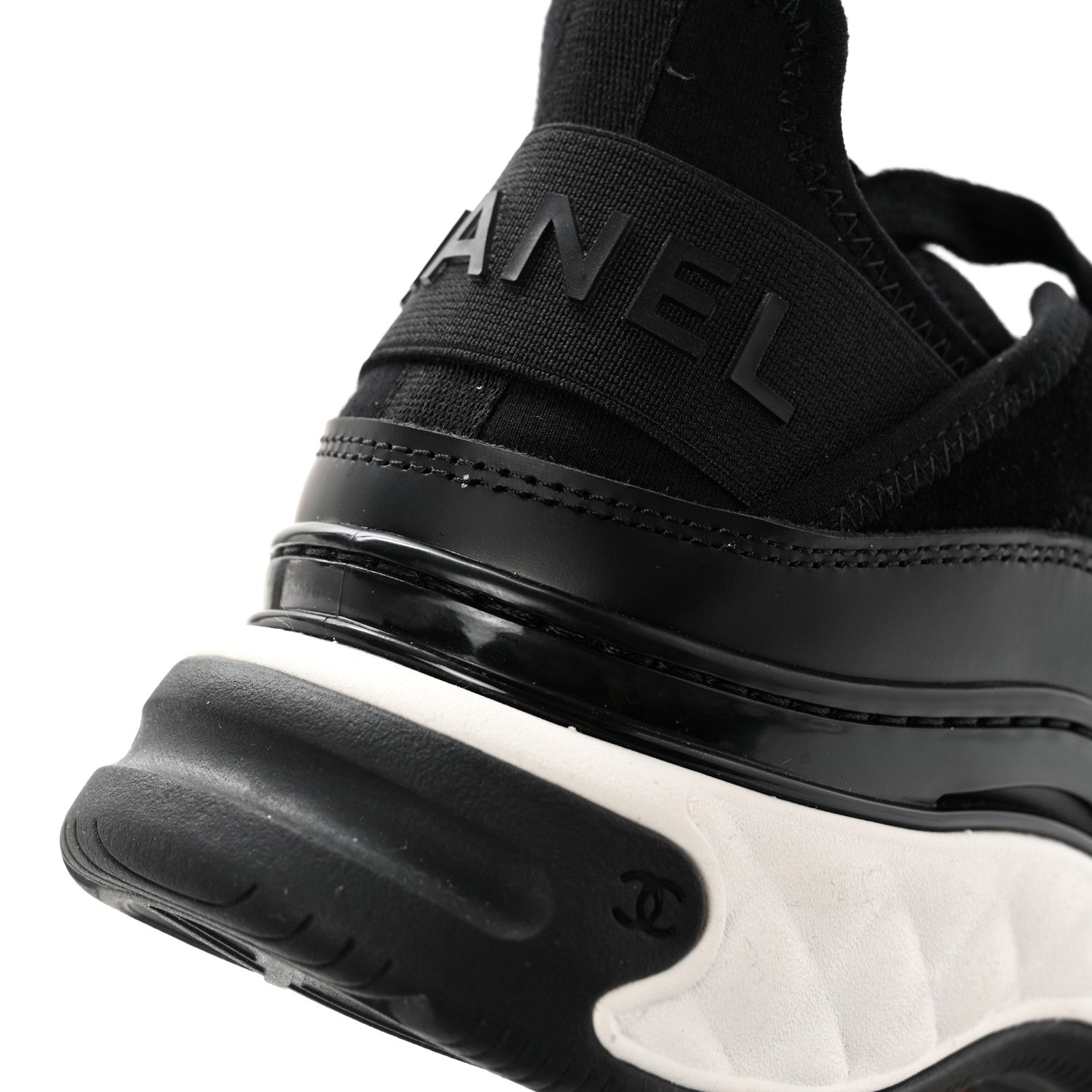 Chanel Velvet Calfskin Mixed Fibers CC Sneakers 35.5 Black 9 of 10