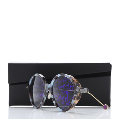 Christian Dior Acetate Leaf Print Umbrage Round Sunglasses Blue Foliage 8 of 8