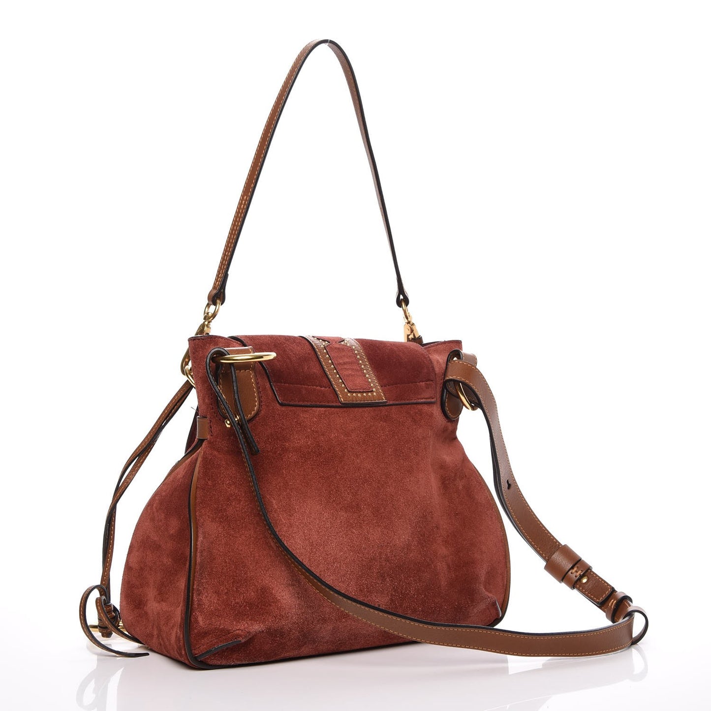 Suede Studded Small Lexa Shoulder Bag Saffron Red