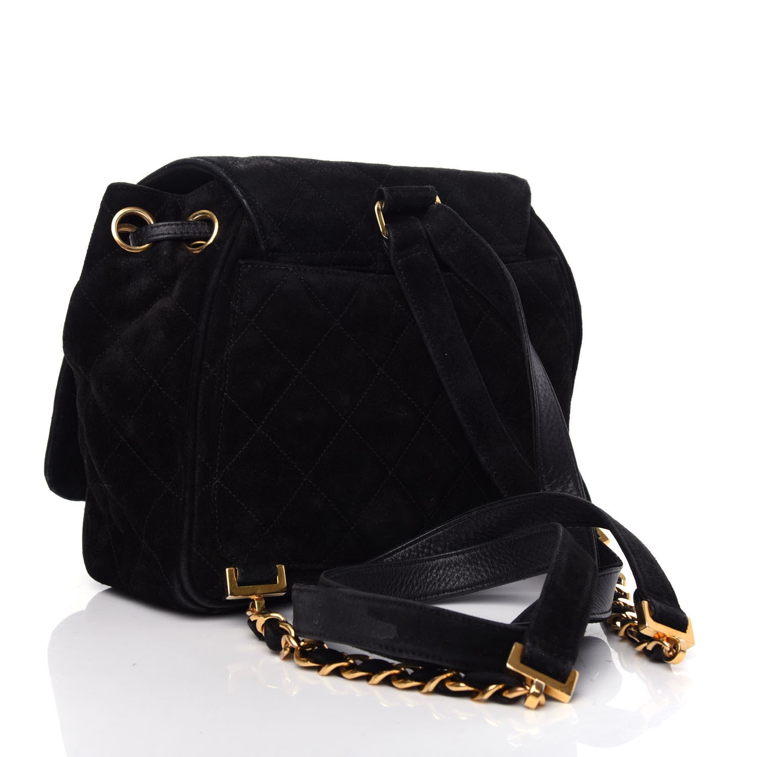 Chanel Suede Quilted Backpack Black 2 of 9