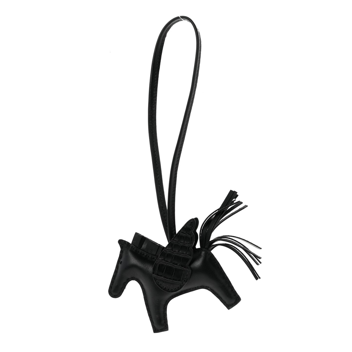 Milo Lambskin Lizard Touch Grigri Rodeo Pegase Horse Bag Charm PM So Black
