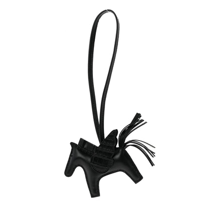 Hermes Milo Lambskin Lizard Touch Grigri Rodeo Pegase Horse Bag Charm PM So Black 1 of 5