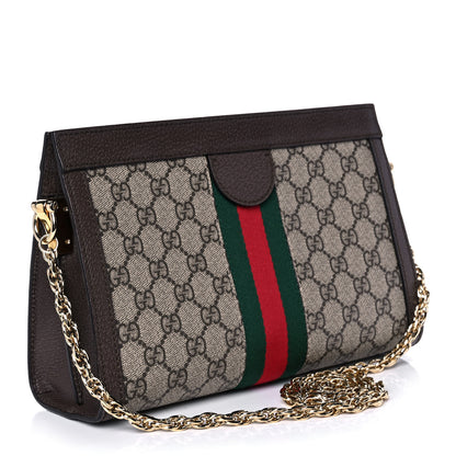 Gucci GG Supreme Monogram Web Small Ophidia Chain Shoulder Bag Brown 3 of 11