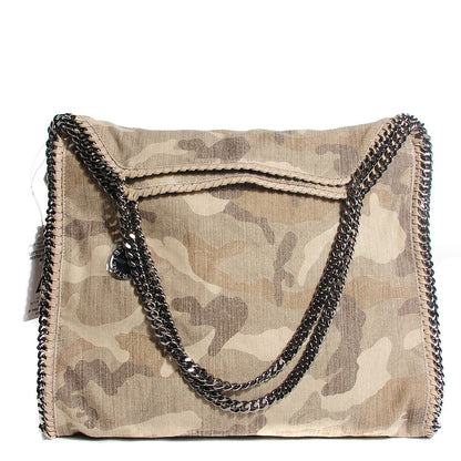 Stella McCartney Denim Camo Print Big Falabella Tote Khaki 1 of 9