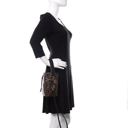 Fendi Vitello Liberty F is Fendi Bi-Color FF 1974 Embossed Mini Mon Tresor Bucket Bag Maya Black 3 of 11