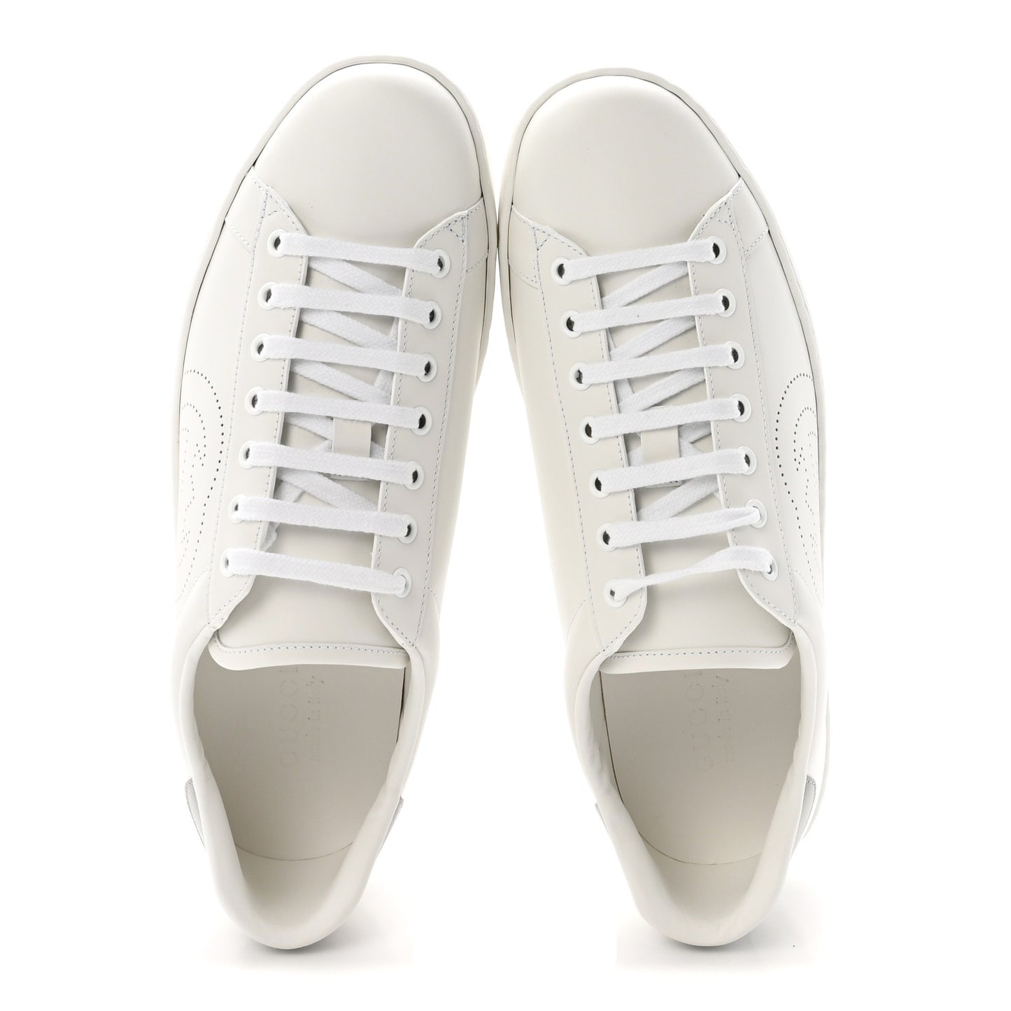 Calfskin Interlocking G Perforated Mens Ace Sneakers 10 White Grey Sky