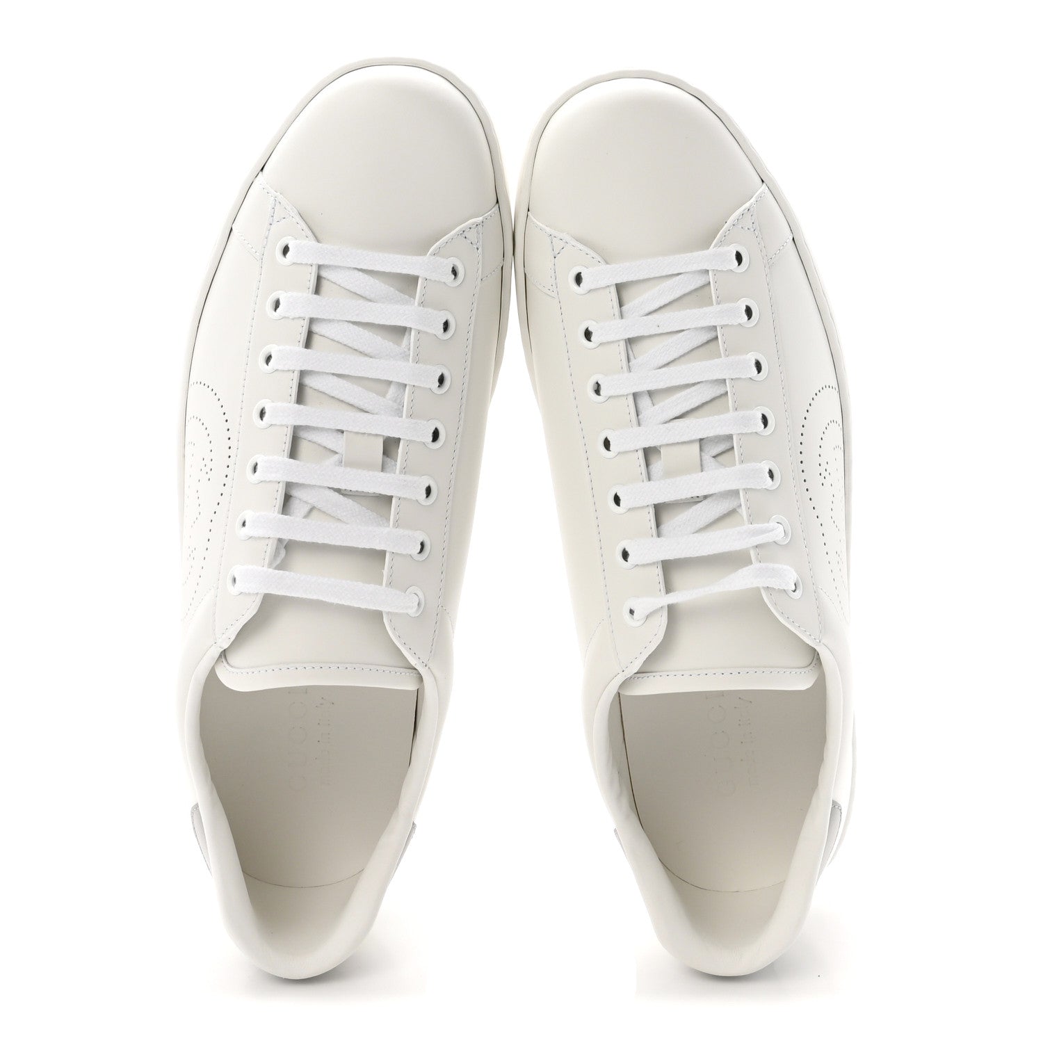 Gucci Calfskin Interlocking G Perforated Mens Ace Sneakers 10 White Grey Sky 2 of 10