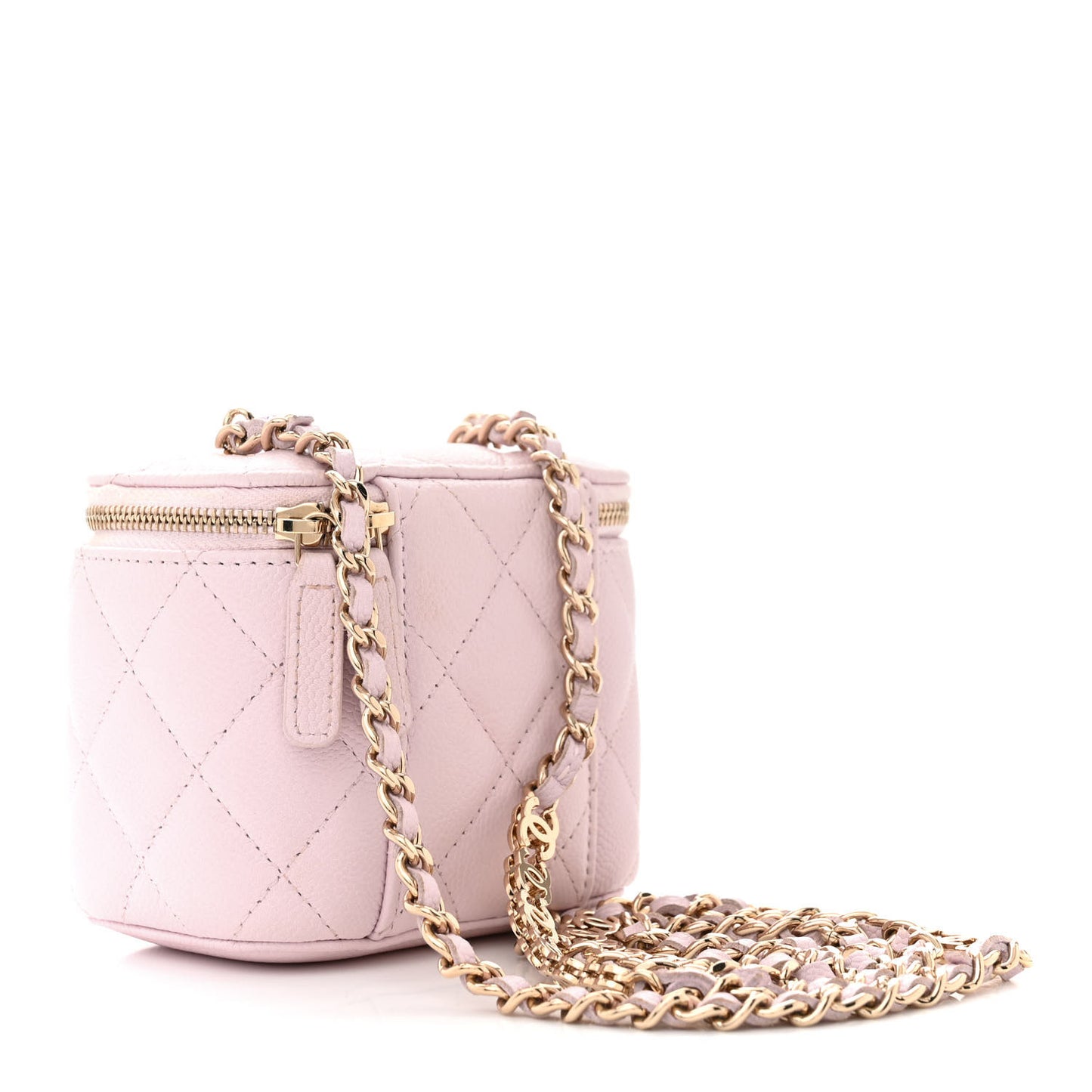 Caviar Quilted Tiny CC Mini Vanity Case With Chain Light Pink