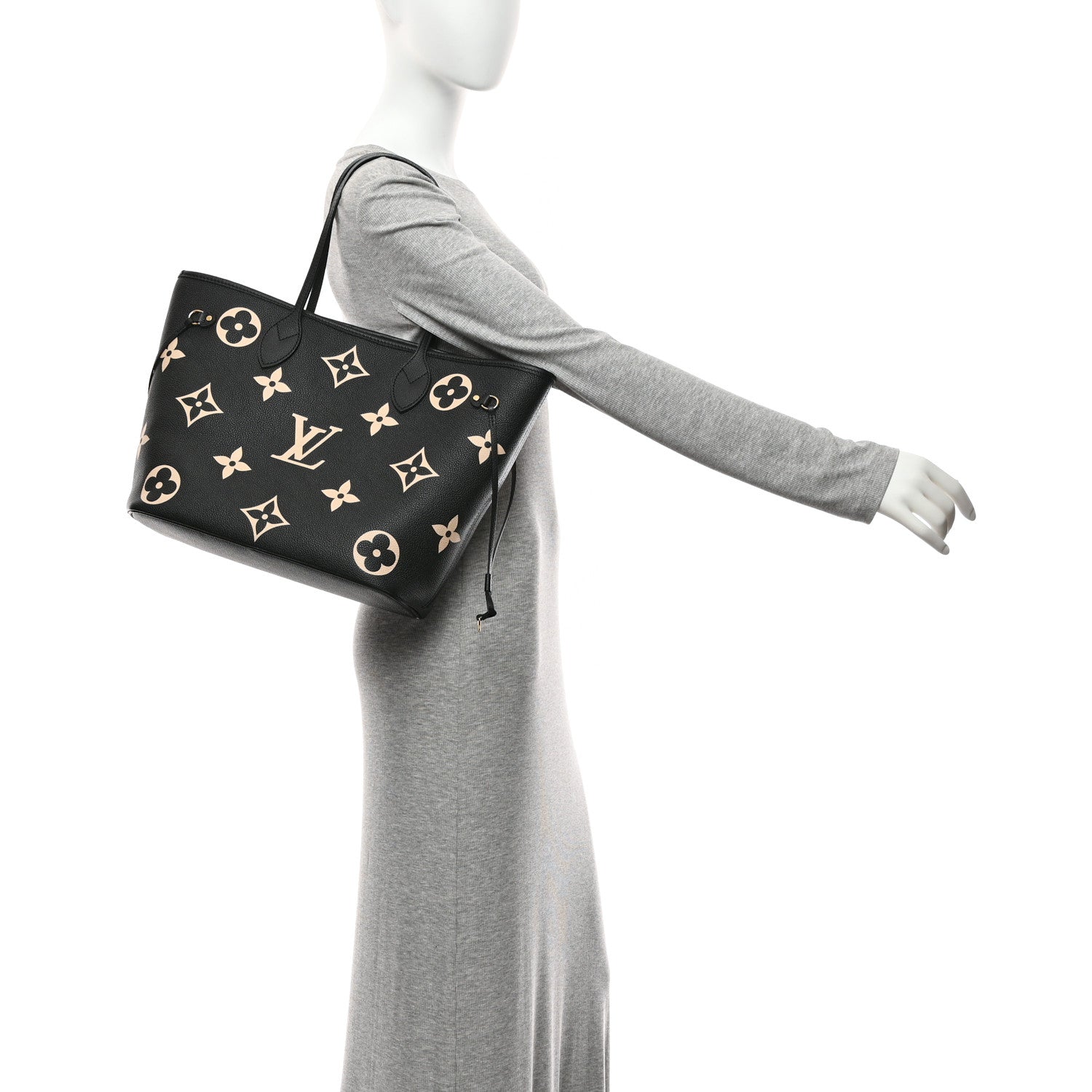 Louis Vuitton Empreinte Monogram Giant Neverfull MM Black Beige 2 of 10