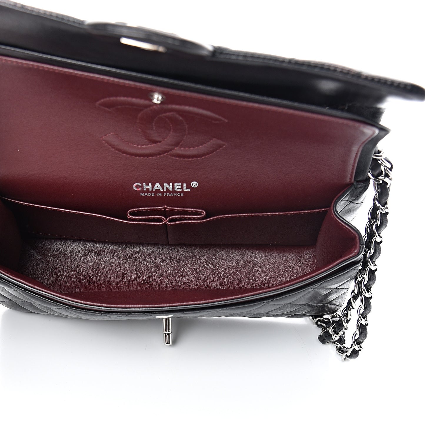 Lambskin Quilted Medium Double Flap Black