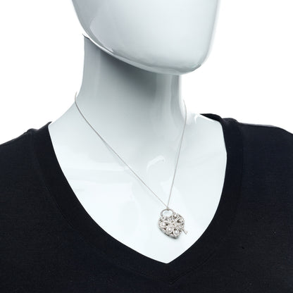 Tiffany 18K White Gold Diamond Large Filigree Heart Key Pendant Necklace 2 of 5