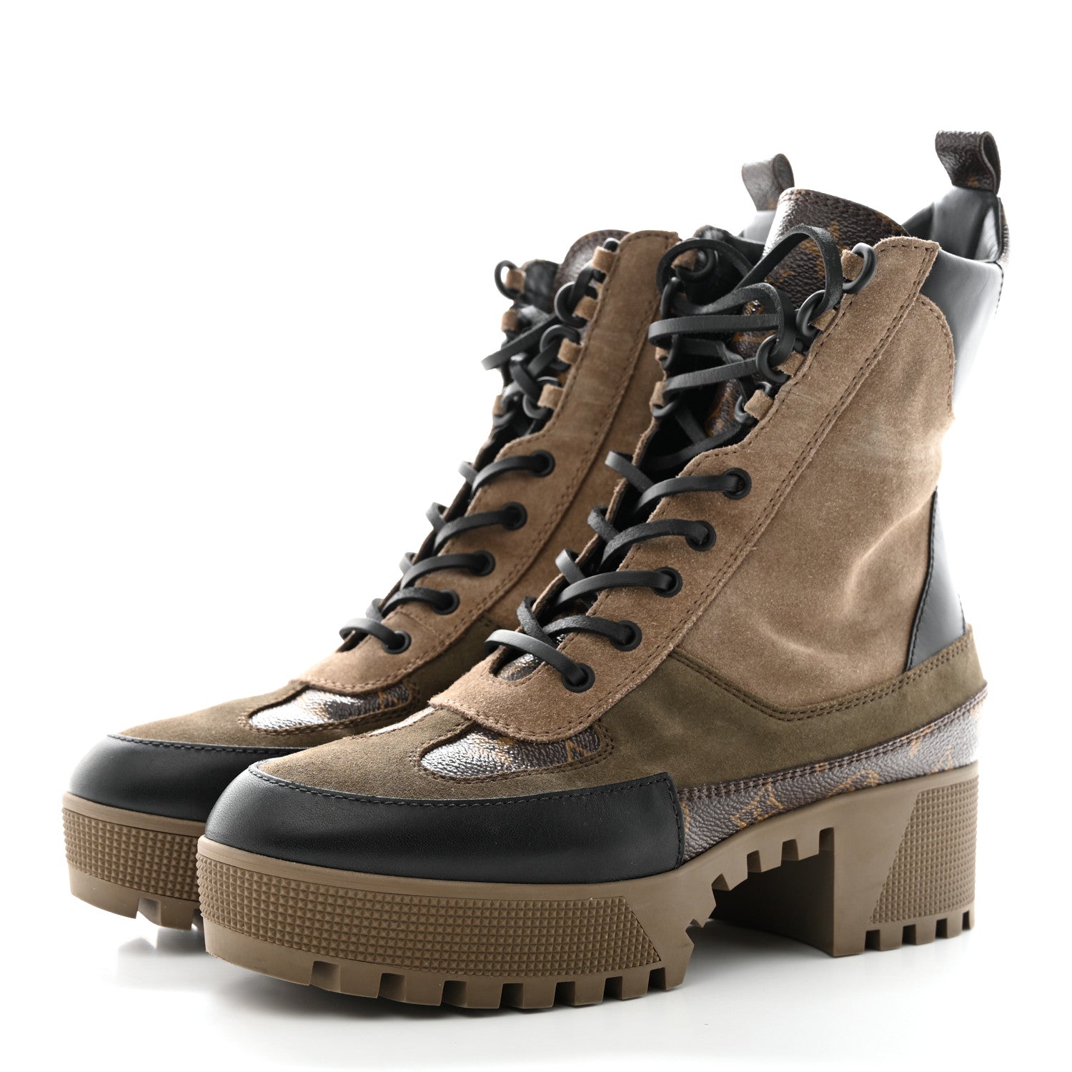 Louis Vuitton Suede Calfskin Monogram Laureate Platform Desert Boots 40 Taupe 3 of 10